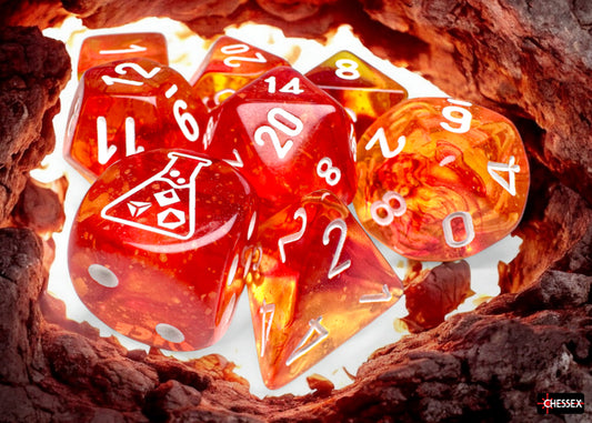 CHX 30073 Nebula Molten/white Luminary Polyhedral 7-Dice Set (with bonus die)