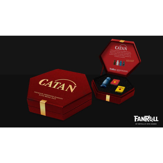 Fanroll: CATAN Premium Robber & Metal Dice Set- Cat's Eye Aquamarine