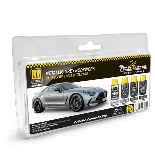 Ammo by MIG - Cobra Motor - Cobra Motor Metallic Grey Bodyworks Set