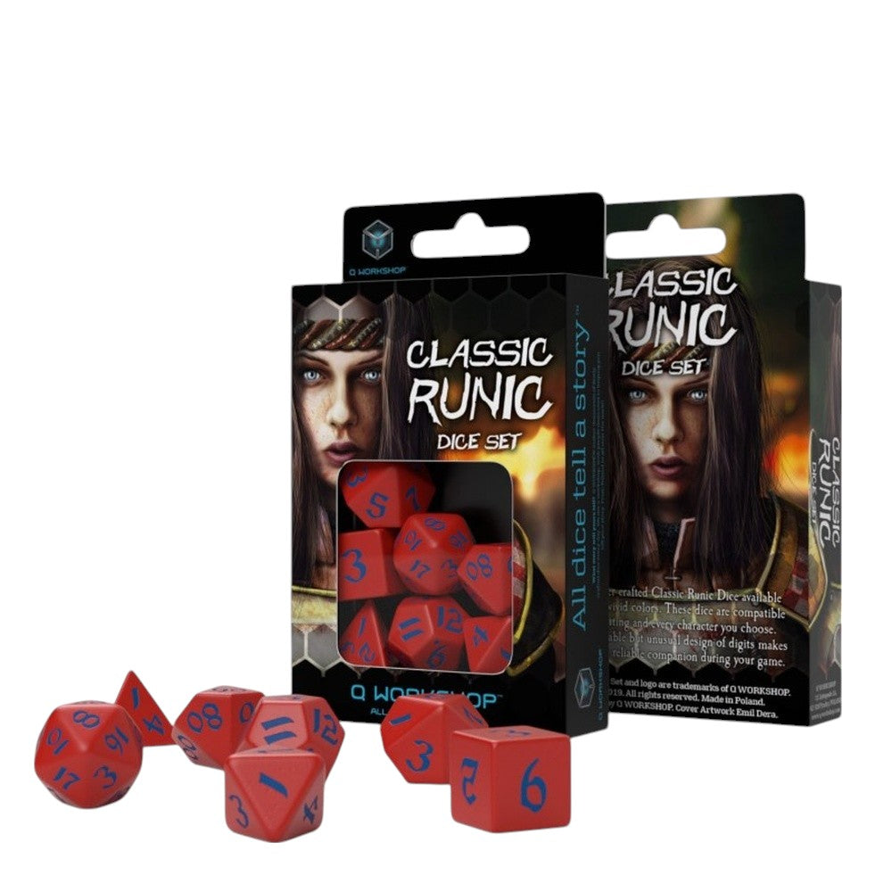 Q Workshop: Classic Runic Red & blue Dice Set (7)