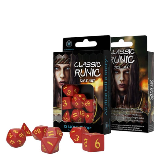Q Workshop: Classic Runic Red & yellow Dice Set (7)
