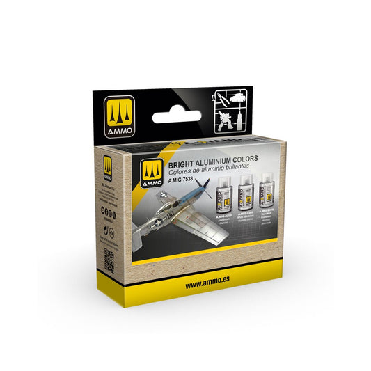 Ammo by MIG - A-Stand - Bright Aluminium Colors Set