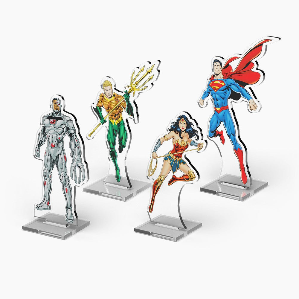 Cryptozoic: DC 2DZ Acrylic Standees: Pack 2 (Superman - Wonder Woman - Aquaman - Cyborg)