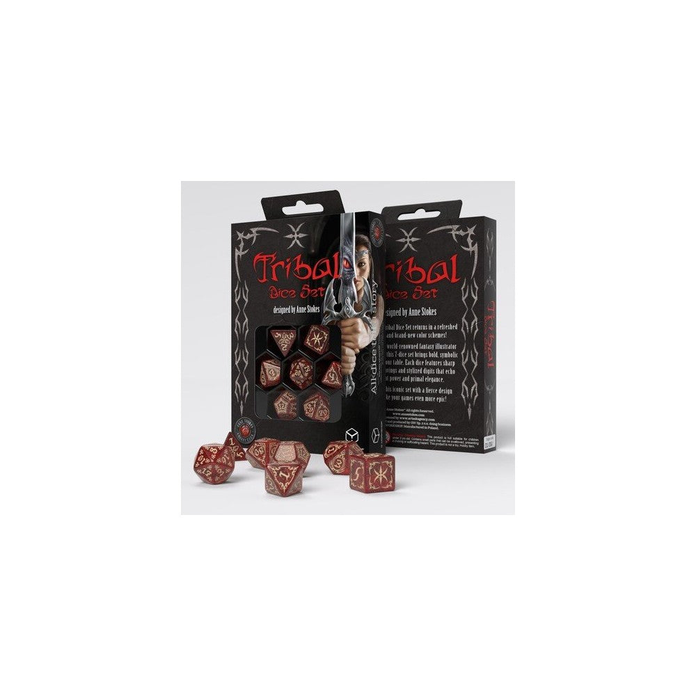 Q Workshop - Tribal - Shimmering red & Beige Dice Set