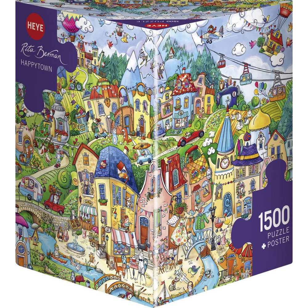 Puzzle - Heye - Triangular Box - Berman; Happytown 1500pc