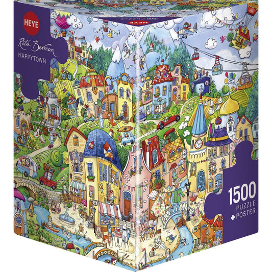 Puzzle - Heye - Triangular Box - Berman; Happytown 1500pc
