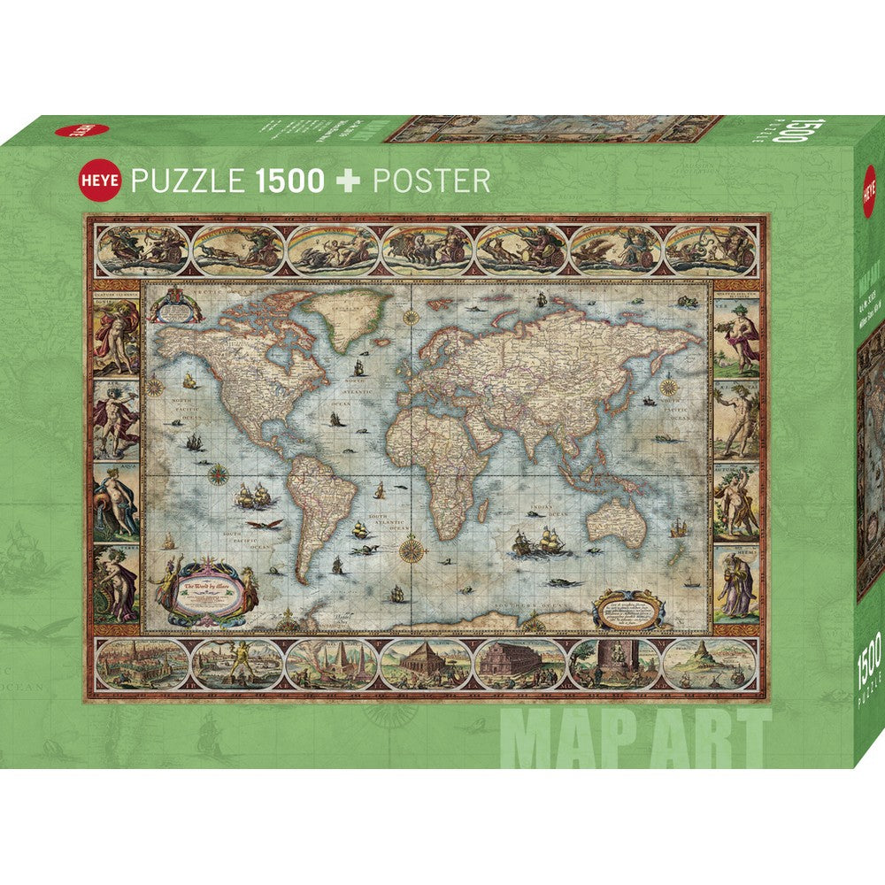 Puzzle - Heye - Zigic; Map Art, Willem Blaeu World 1500pc