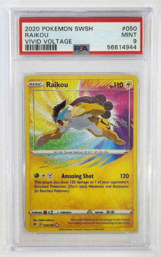 2020 Pokemon Sword & Shield Vivid Voltage 050 Raikou - PSA 9