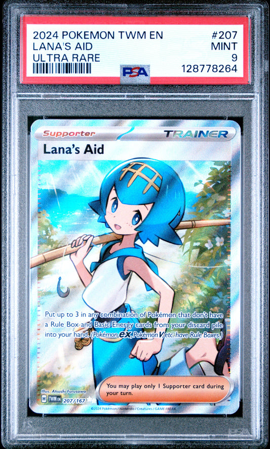 2024 Pokemon Twm En-Twilight Masquerade 207 Lana's Aid Ultra Rare - PSA 9
