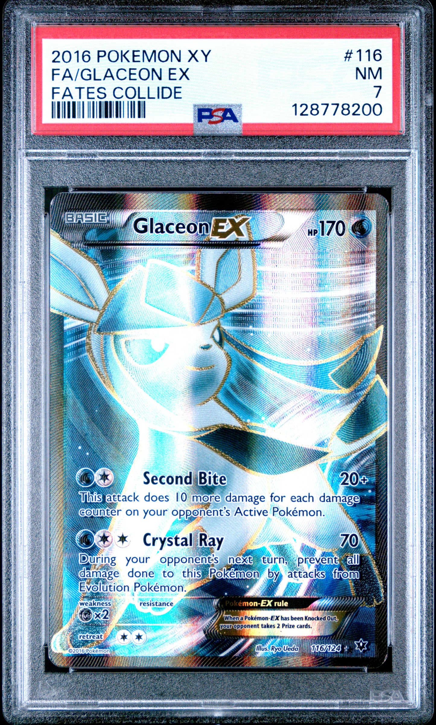 2016 Pokemon Xy Fates Collide 116 Glaceon Ex - PSA 7