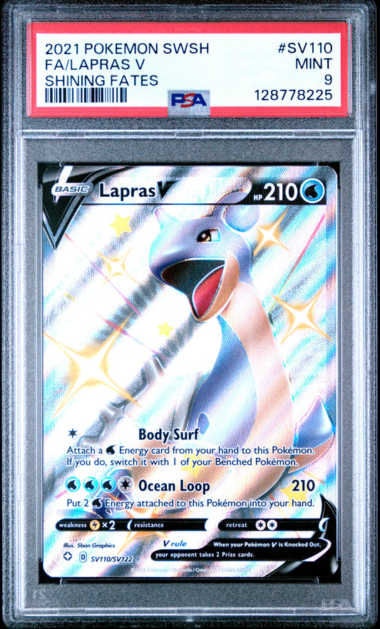 2021 Pokemon Sword & Shield Shining Fates Sv110 Lapras V - PSA 9