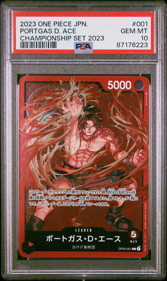 2023 One Piece Japanese Promos 001 Portgas D. Ace Championship Set 2023 - PSA 10