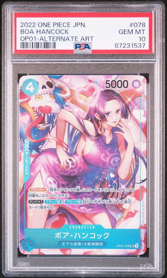 2022 One Piece Japanese Op01-Romance Dawn 078 Boa Hancock Alternate Art - PSA 10