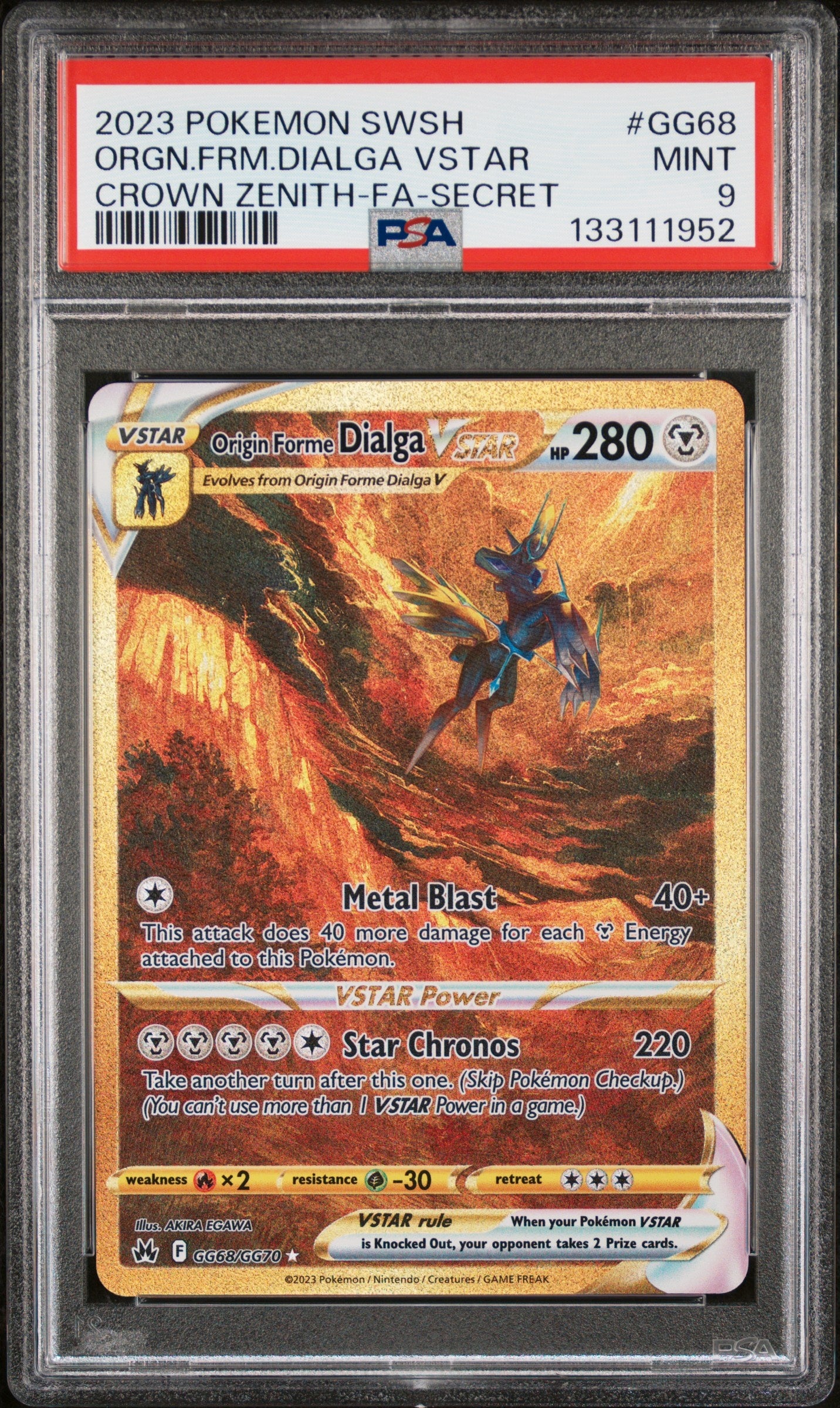 2023 Pokemon Sword And Shield Crown Zenith Gg68 Orgn.Frm.Dialga Vstar Crown Zenith-Fa-Secret - PSA 9
