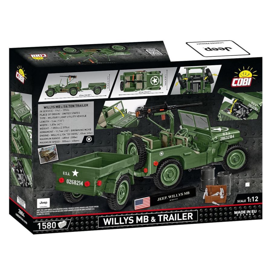 World War 2 - Willys MB + Trailer Exclusive (1580 Pcs)