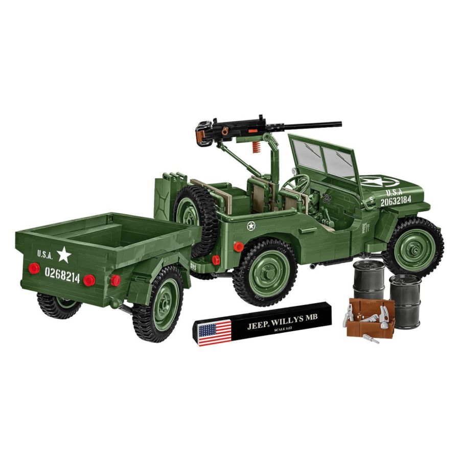 World War 2 - Willys MB + Trailer Exclusive (1580 Pcs)