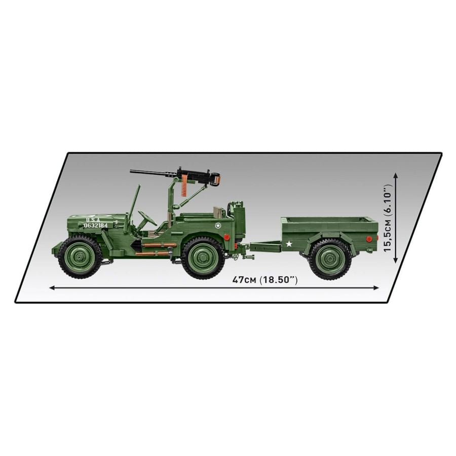 World War 2 - Willys MB + Trailer Exclusive (1580 Pcs)