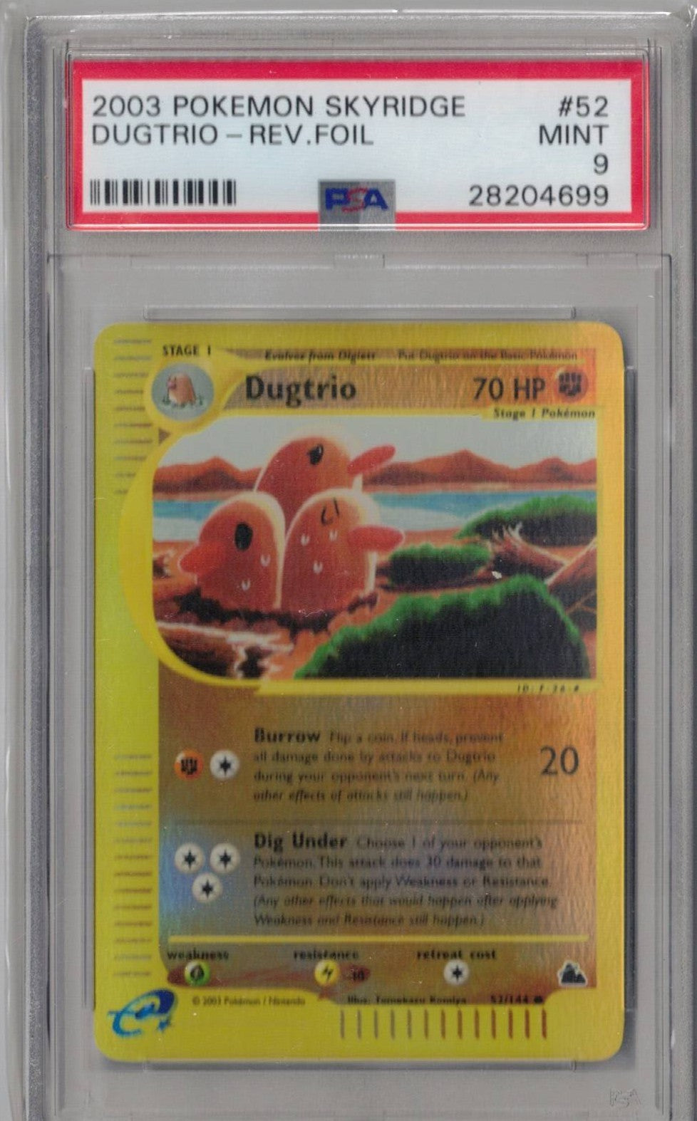 2003 Pokemon Skyridge 52 Dugtrio-Rev.Foil - PSA 9