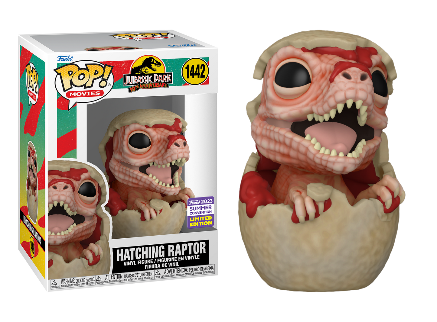 Jurassic Park 30th Anniversary - Hatching Raptor SDCC 2023 Summer Convention Exclusive Pop! Vinyl #1442