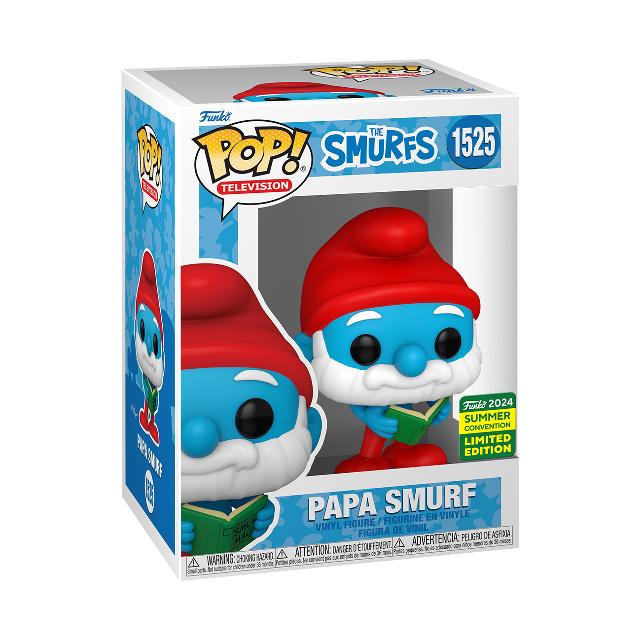 The Smurfs - Papa Smurf (with Book) SDCC 2024 Summer Convention Shared Exclusive Pop! Vinyl