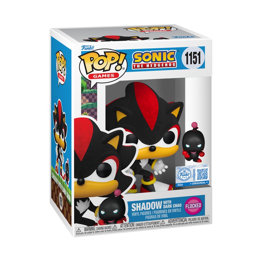 Sonic the Hedgehog - Shadow with Dark Chao US Exclusive Flocked Pop! Vinyl