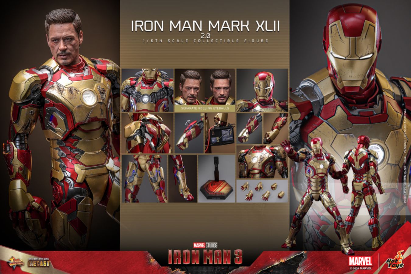 Iron Man 3 - Iron Man Mk 42 (2.0) 1:6 Scale Collectable Action Figure