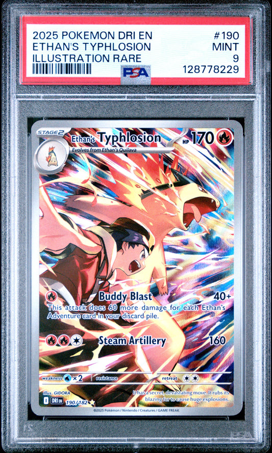 2025 Pokemon Dri En-Destined Rivals 190 Ethan's Typhlosion Illustration Rare - PSA 9
