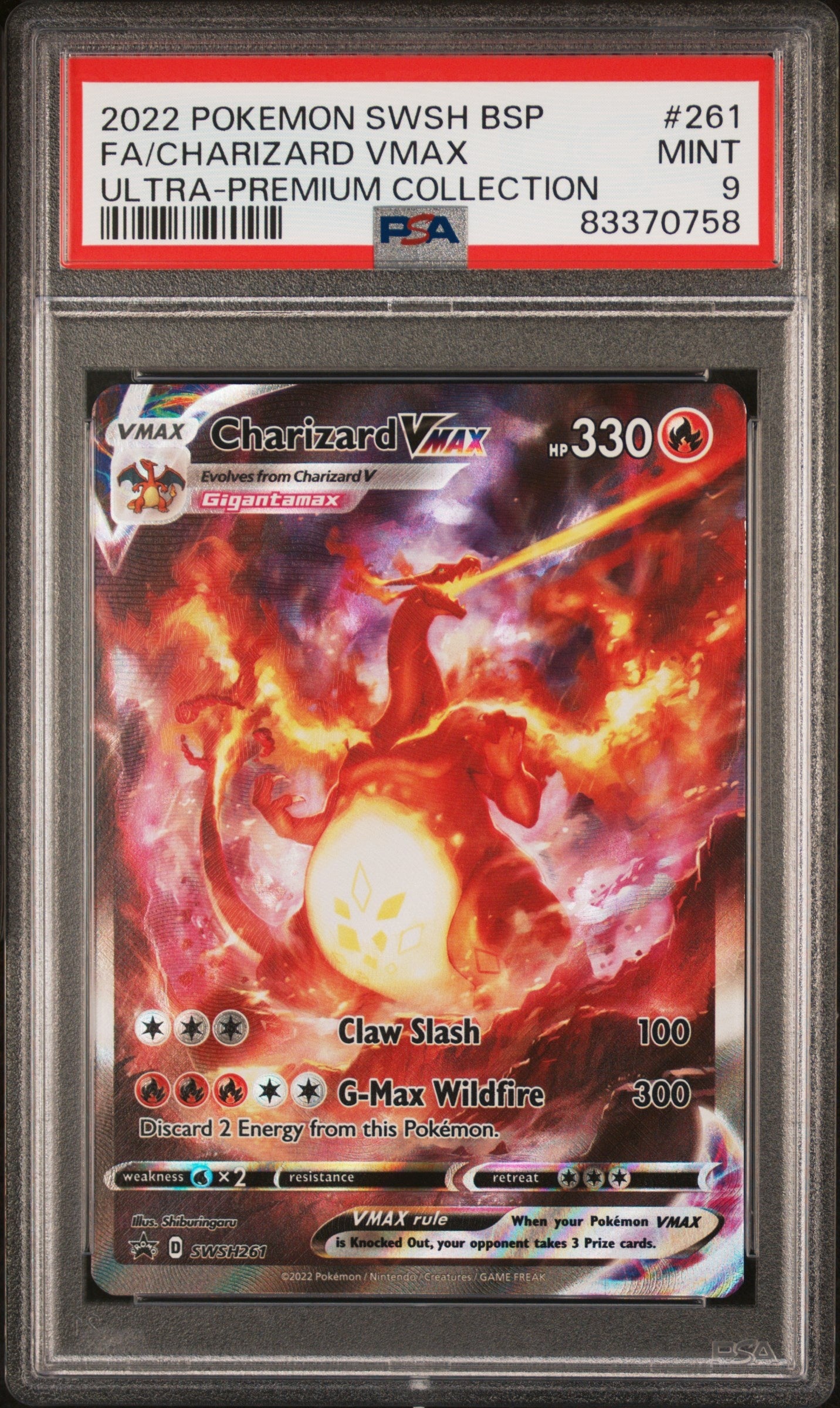 2022 Pokemon Swsh Black Star Promo 261 Fa/Charizard Vmax Ultra-Premium Collection - PSA 9