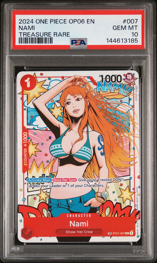 2024 One Piece Op06-Wings Of The Captain 007 Nami Treasure Rare - PSA 10