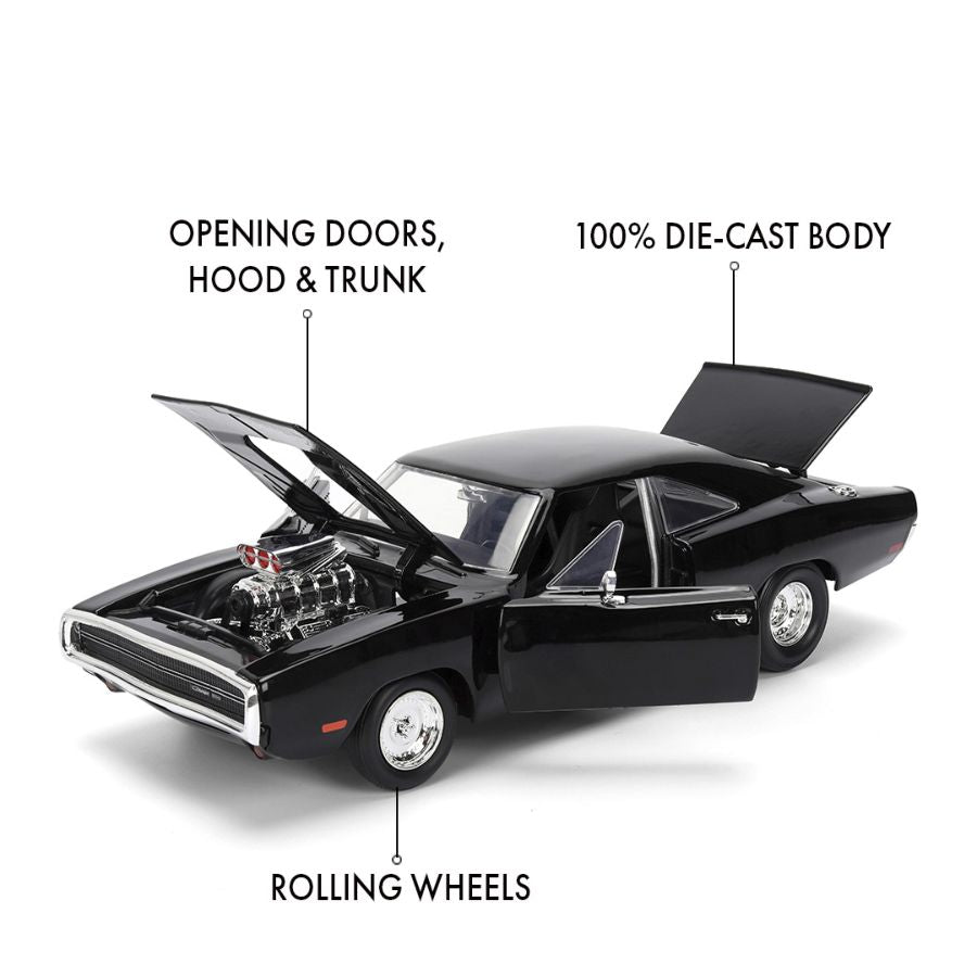 Fast and Furious 9: The Fast Saga - 1970 Dodge Charger Black 1:24 Scale Hollywood Ride
