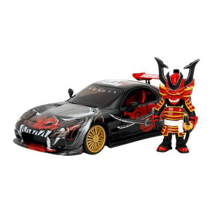 Lab Monkeys - 1:24 Mazda RX-7 Diecast Vehicle with SARU 3.25" Figure