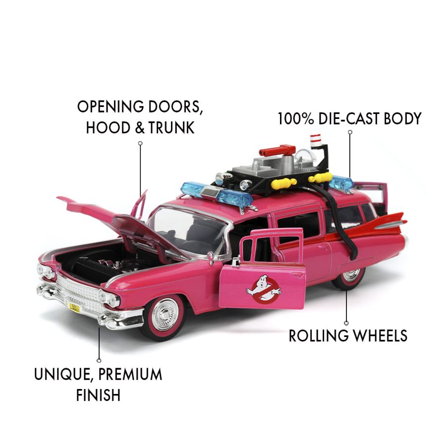 Pink Slips - Ghostbusters Ecto-1 (Pink) 1:24 Scale Diecast Vehicle