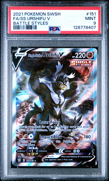 2021 Pokemon Sword & Shield Battle Styles 151 Single Strike Urshifu V - PSA 9