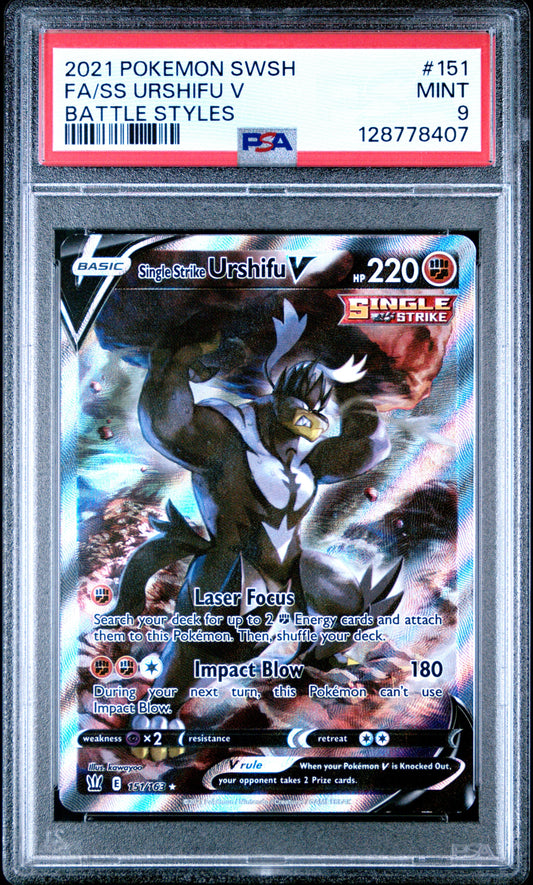 2021 Pokemon Sword & Shield Battle Styles 151 Single Strike Urshifu V - PSA 9