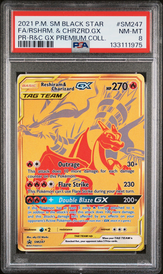 2021 Pokemon Sm Black Star Promo Sm247 Fa/Rshrm. & Chrzrd.Gx Pr-R&C Gx Premium Coll. - PSA 8