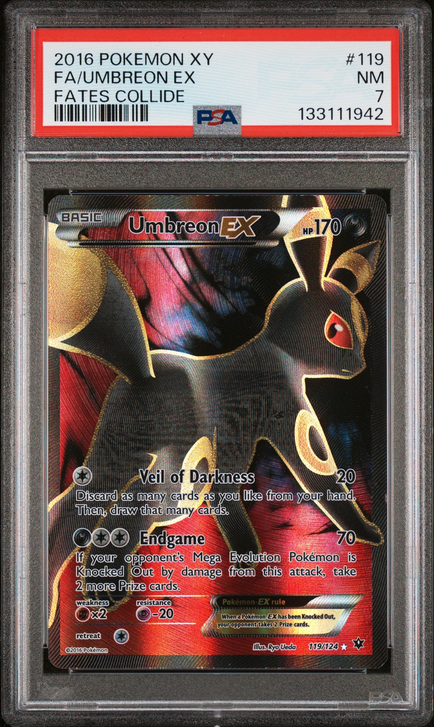 2016 Pokemon Xy Fates Collide 119 Fa/Umbreon Ex Fates Collide - PSA 7
