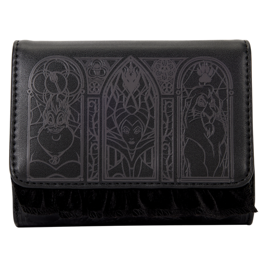Disney Villains - Black Faux Leather with Velvet Trim Tri-Fold Wallet