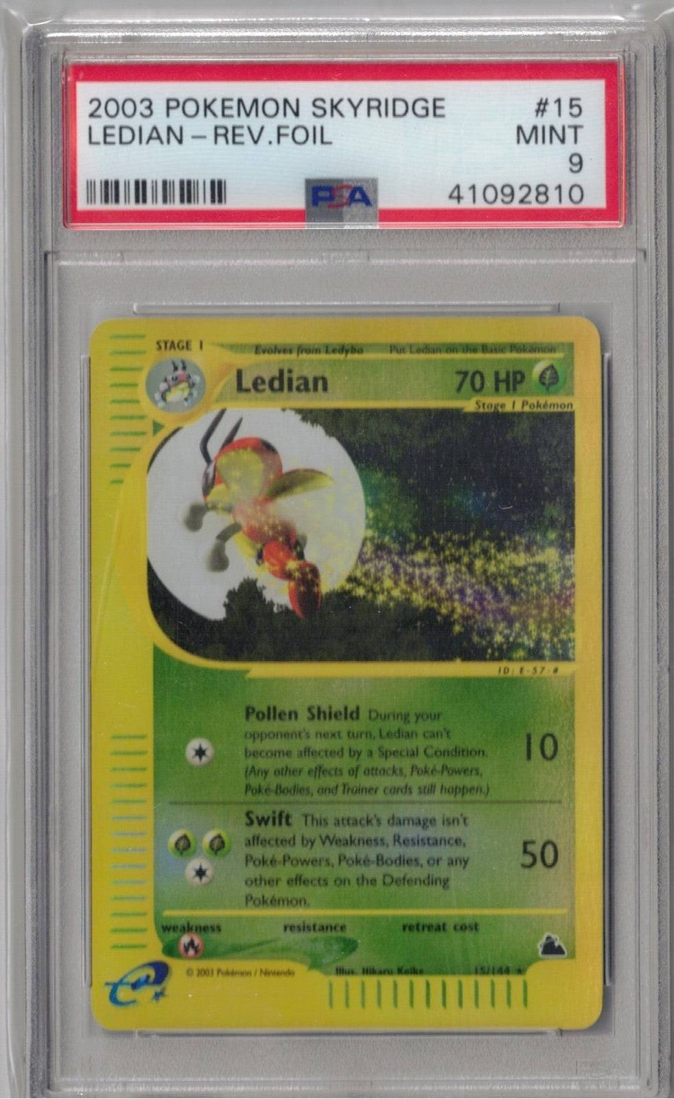 2003 Pokemon Skyridge 15 Ledian-Rev.Foil - PSA 9