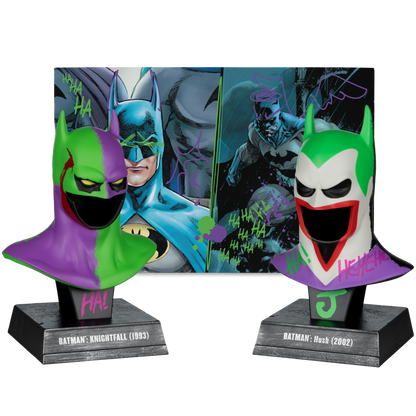 DC Direct - Batman Hush & Batman Knightfall Cowl (Jokerized) 1:3 Scale Cowl Gold Label 2-Pack