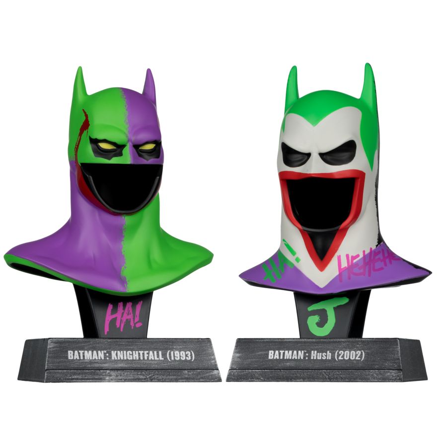 DC Direct - Batman Hush & Batman Knightfall Cowl (Jokerized) 1:3 Scale Cowl Gold Label 2-Pack