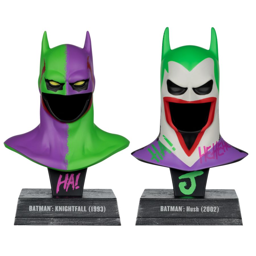DC Direct - Batman Hush & Batman Knightfall Cowl (Jokerized) 1:3 Scale Cowl Gold Label 2-Pack