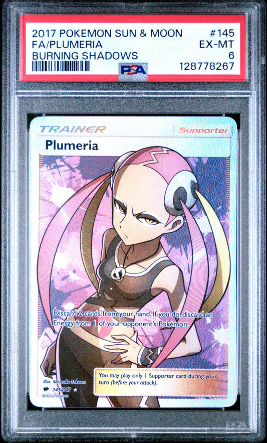2017 Pokemon Sun & Moon Burning Shadows 145 Plumeria - PSA 6