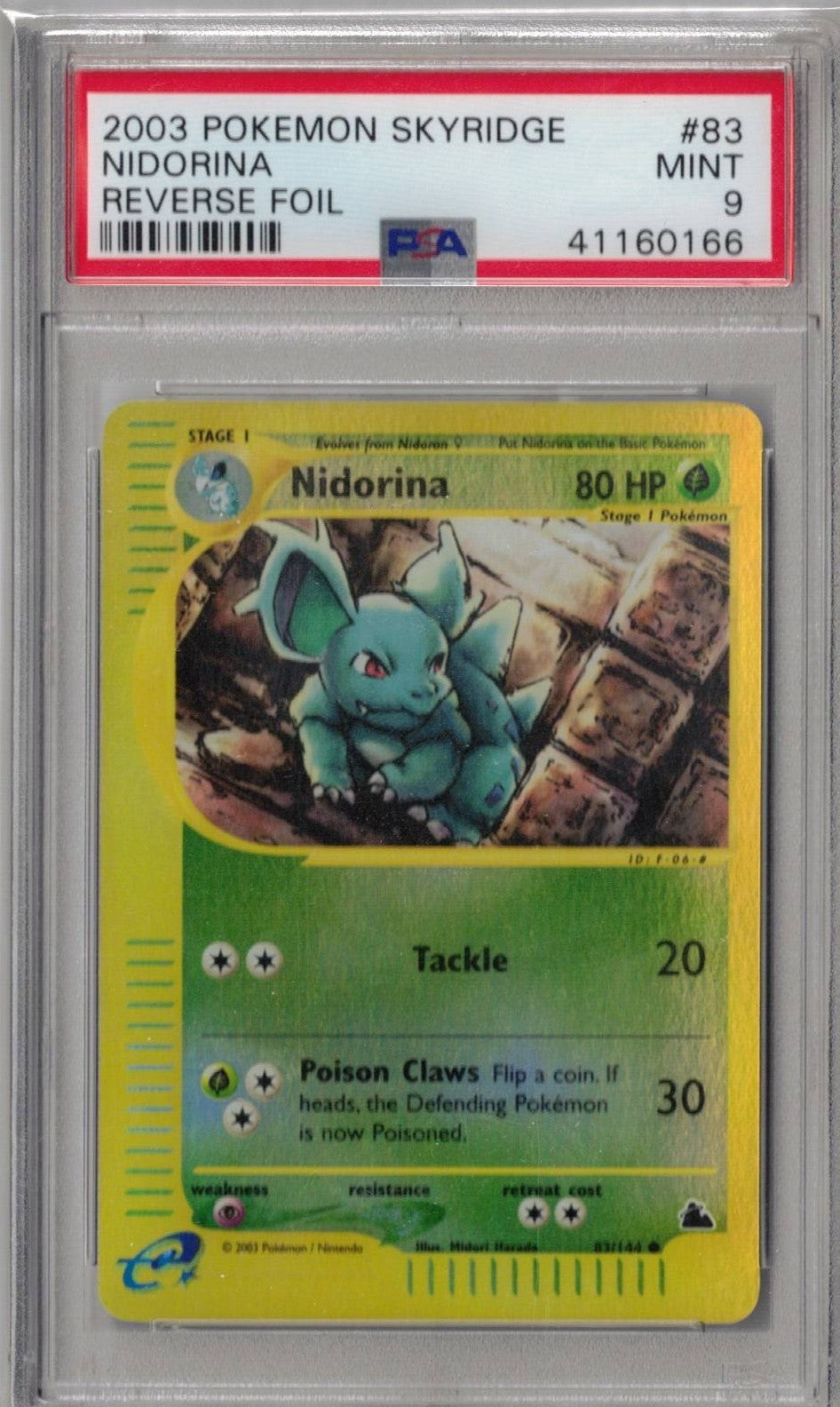2003 Pokemon Skyridge 83 Nidorina-Rev.Foil - PSA 9