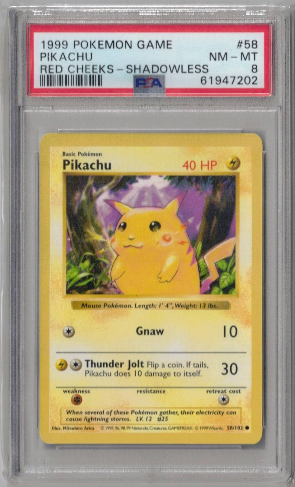 1999 Pokemon Game 58 Pikachu Red Cheeks-Shadowless
