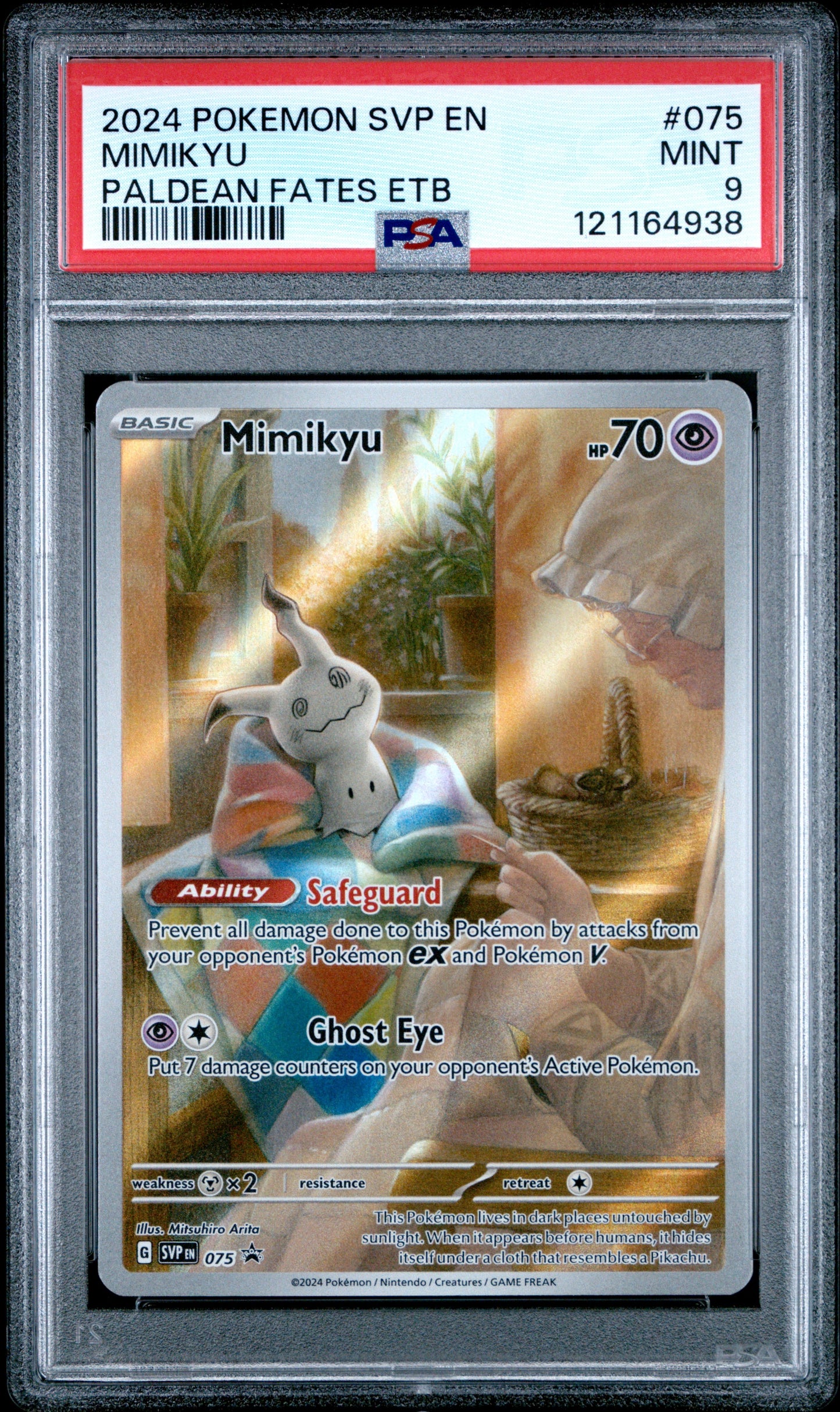 2024 Pokemon Svp En-Sv Black Star Promo 075 Mimikyu Paldean Fates Etb - PSA 9