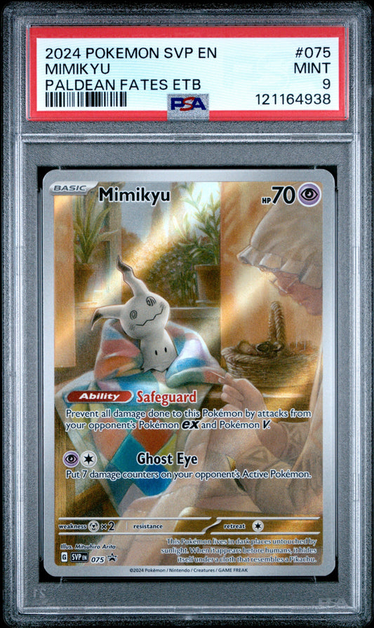 2024 Pokemon Svp En-Sv Black Star Promo 075 Mimikyu Paldean Fates Etb - PSA 9