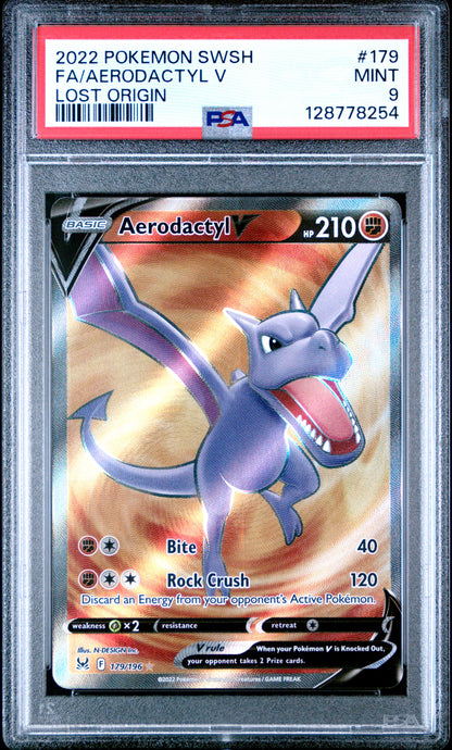 2022 Pokemon Sword & Shield Lost Origin 179 Aerodactyl V - PSA 9