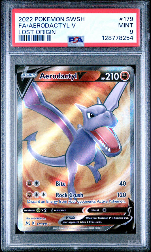 2022 Pokemon Sword & Shield Lost Origin 179 Aerodactyl V - PSA 9