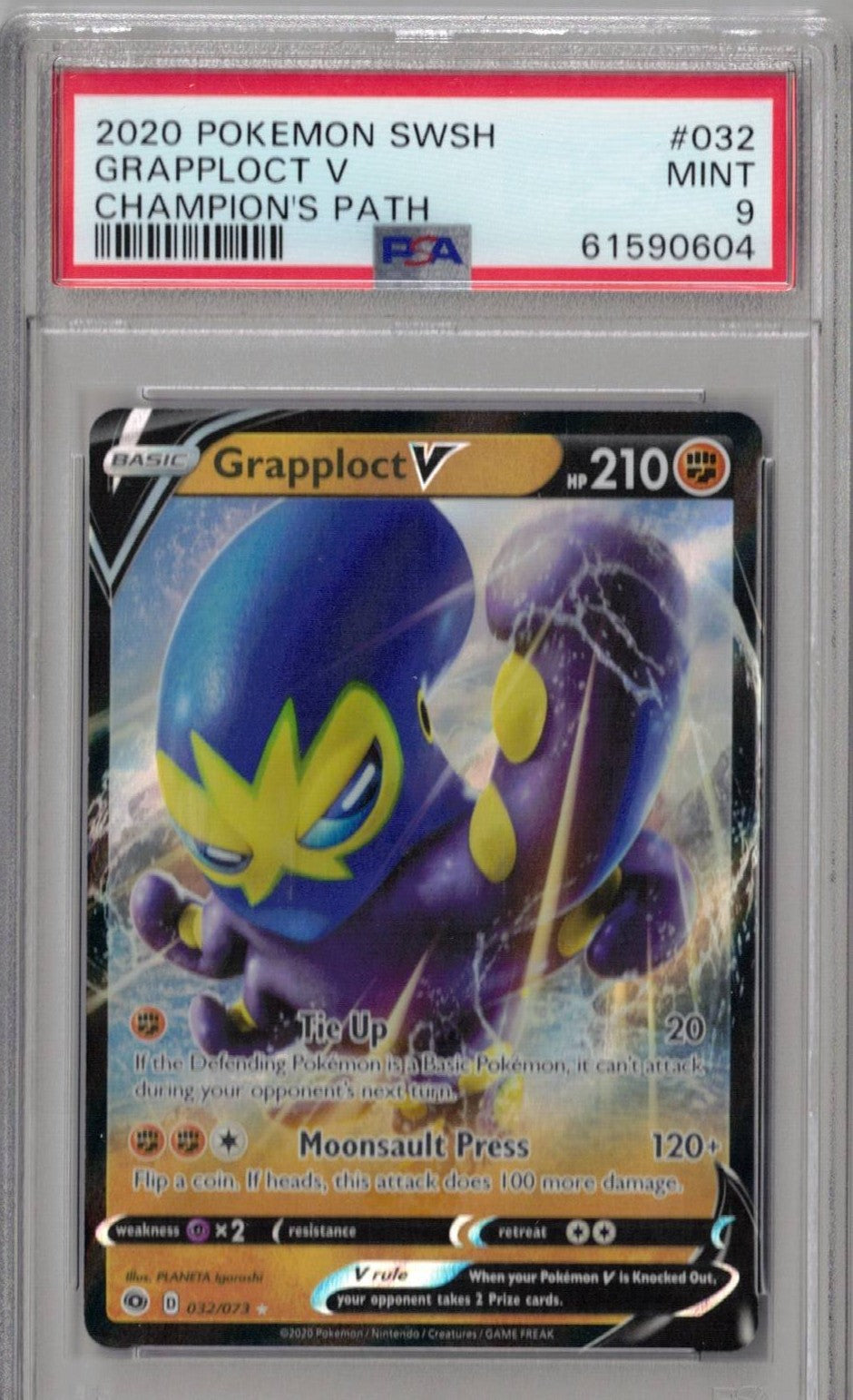 2020 Pokemon Sword & Shield Champion's Path 032 Grapploct V - PSA 9