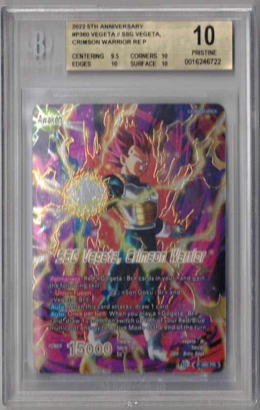 2022 5th Anniversary #P360 Vegeta//SSG Vegata Crimson Warrior RE P - BGS Pristine 10